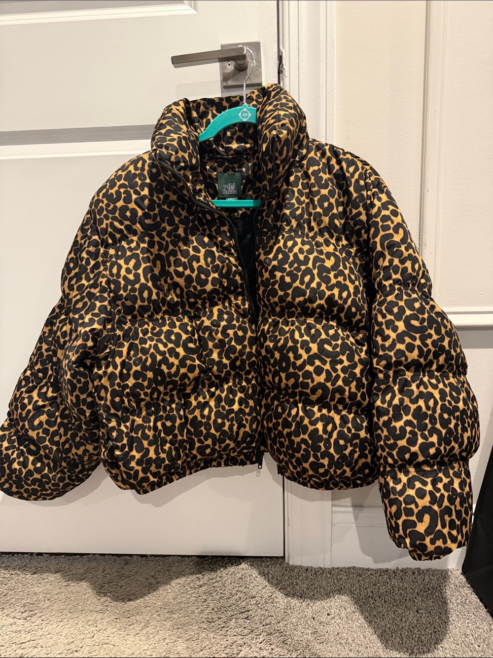 Leopard Print Puffer Jacket -